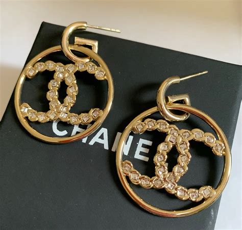 chanel style hoop earrings|chanel hoop earrings price.